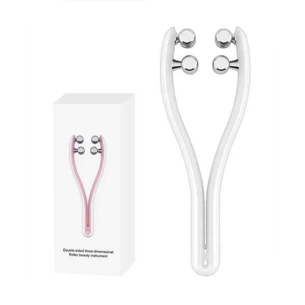 EMS Y Shape Lifting Facial Massager in white with 3D roller and EMS microcurrent